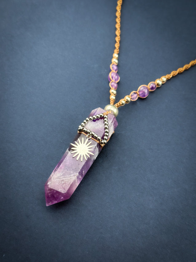Amethyst Crystal point - Silver Sun