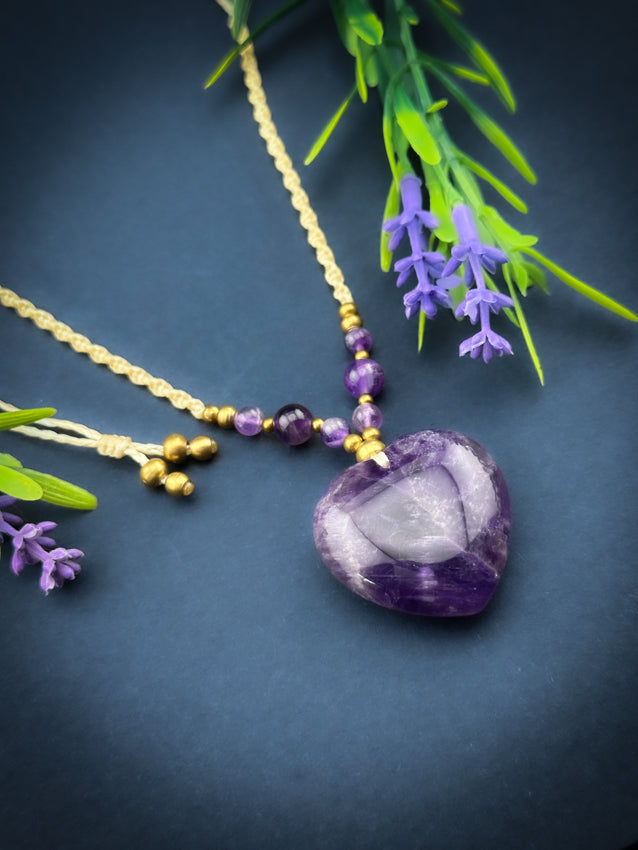 Amethyst Heart with Brass