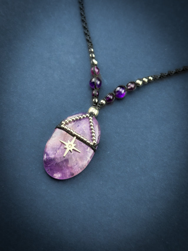 Amethyst Crystal Oval - Silver