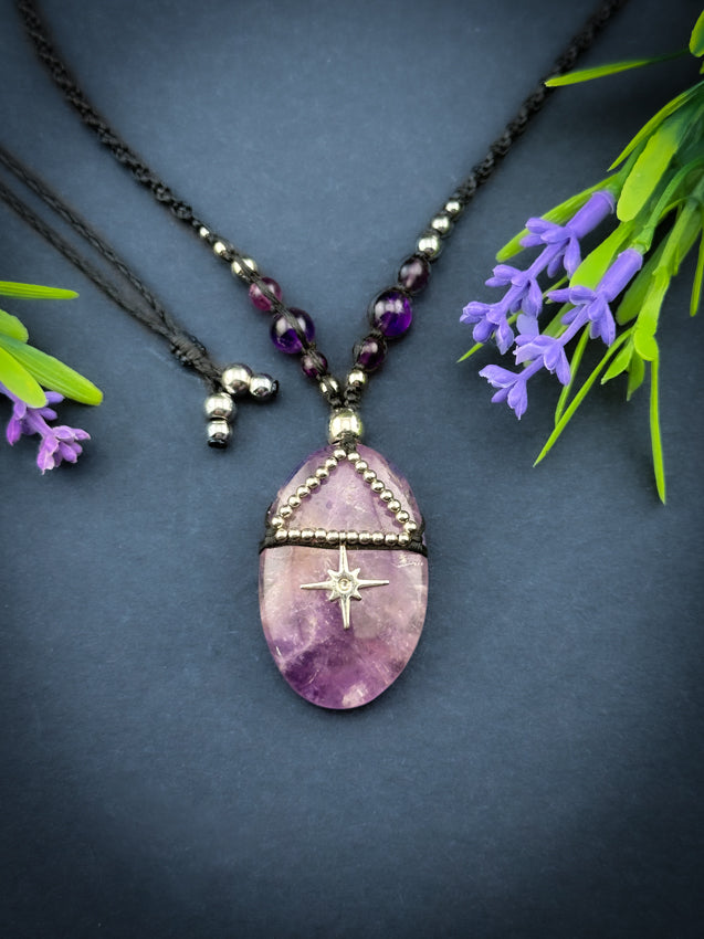 Amethyst Crystal Oval - Silver