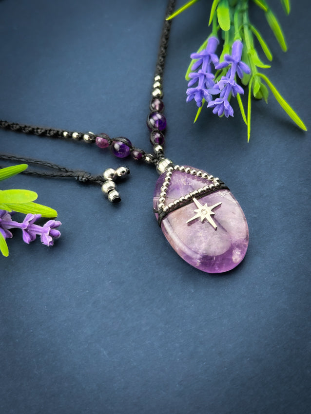 Amethyst Crystal Oval - Silver