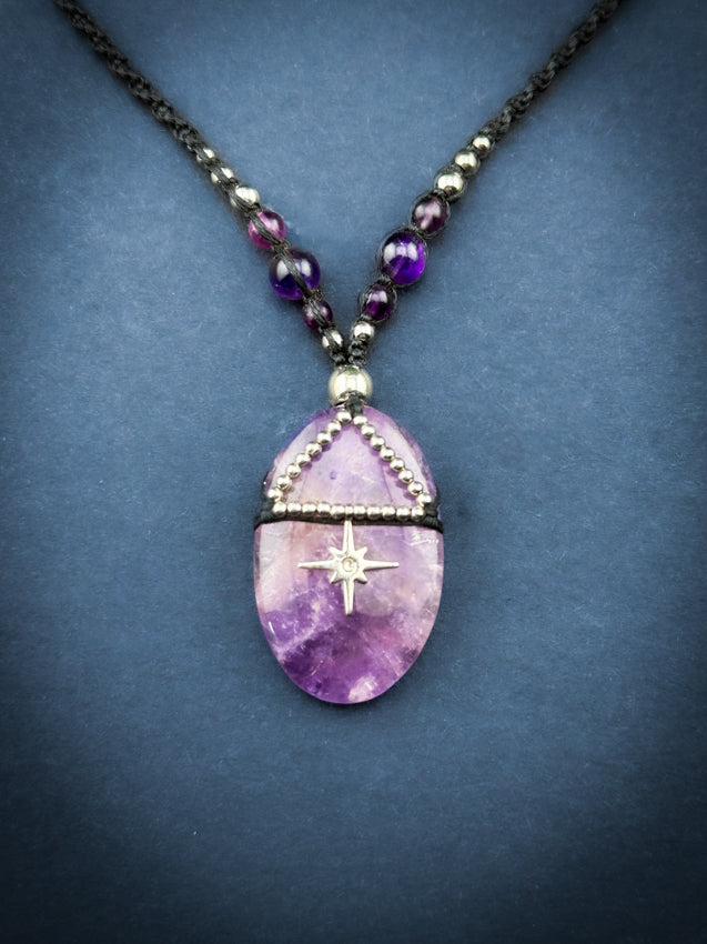 Amethyst Crystal Oval - Silver