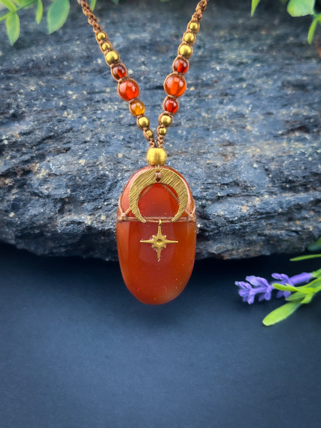 Carnelian Oval Moon Brass