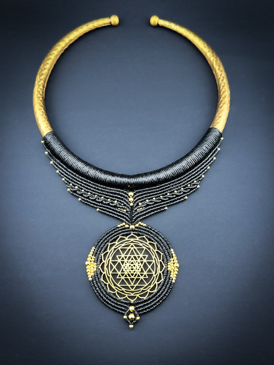 Sri Yantra Golden Stainless Steel Choker – Sacred Geometry Jewellery