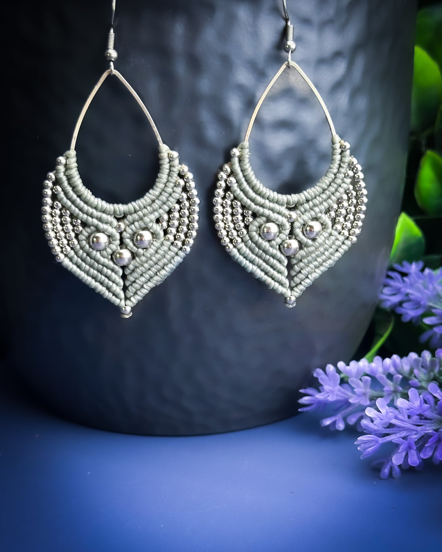Macrame Earrings silver - Grey