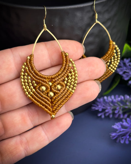 Macrame Earrings Golden - Mustard