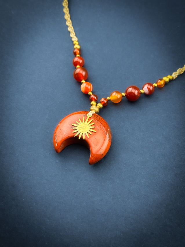 Red Jasper Moon with Brass Sun