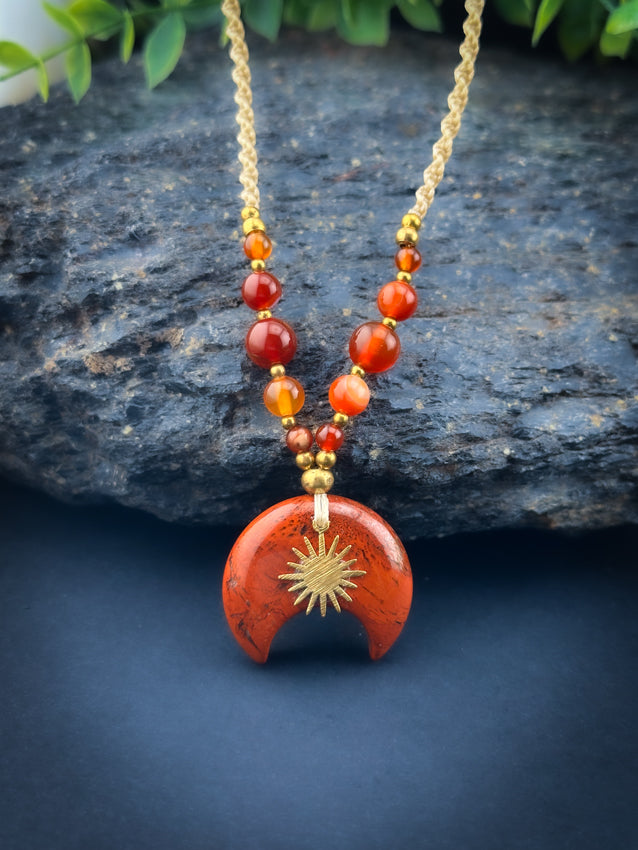 Red Jasper Moon with Brass Sun