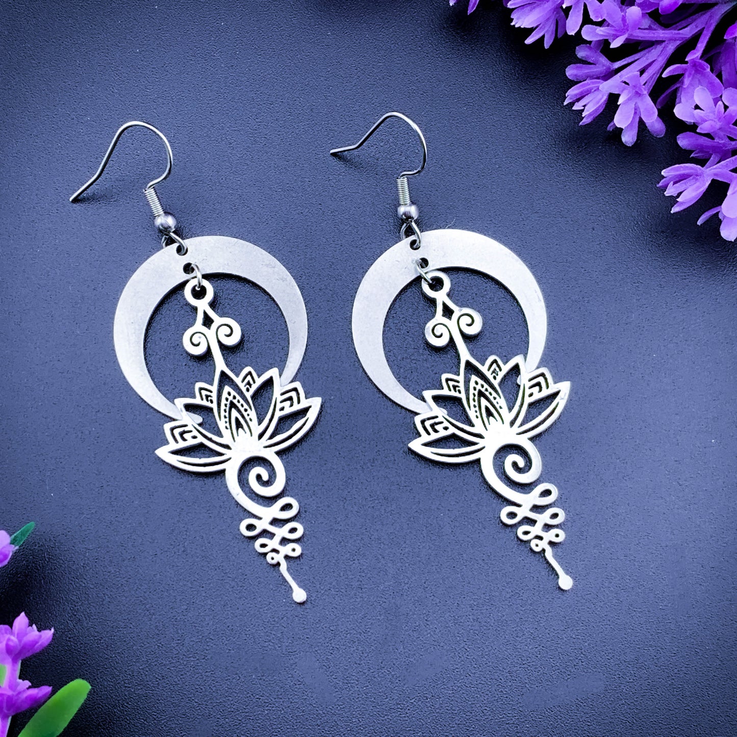 Lotus & Moon Earrings