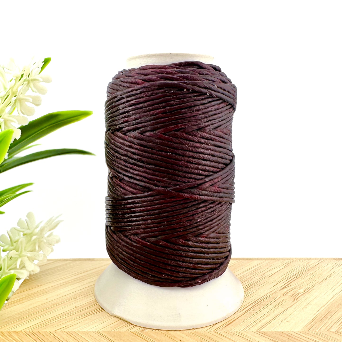 Waxed Macrame Cord 1mm - Small Spool 30 meters - Aubergine Brown