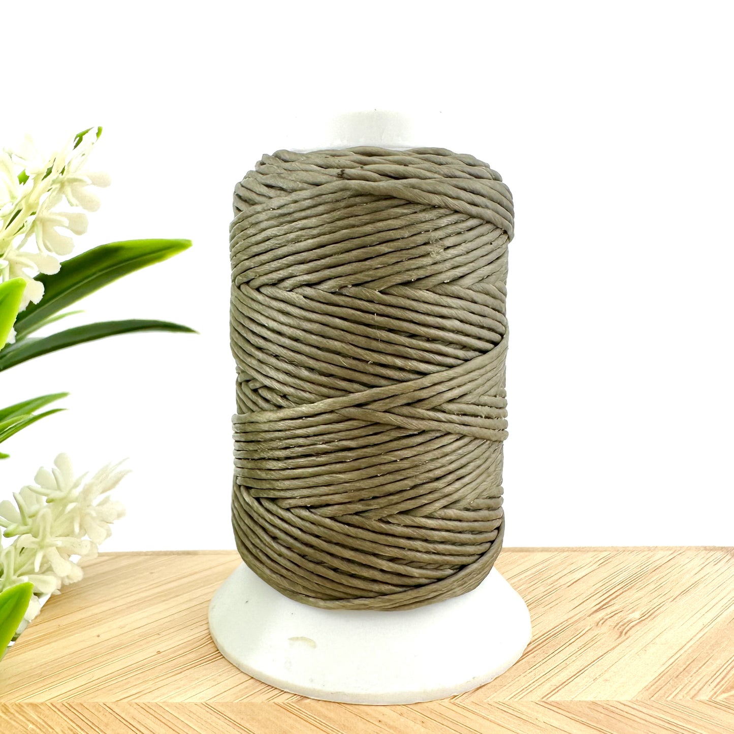 Waxed Macrame Cord 1mm - Small Spool 30 meters - Grey Brown