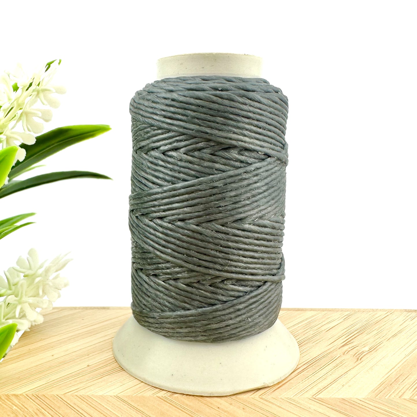Waxed Macrame Cord 1mm - Small Spool 30 meters - Grey