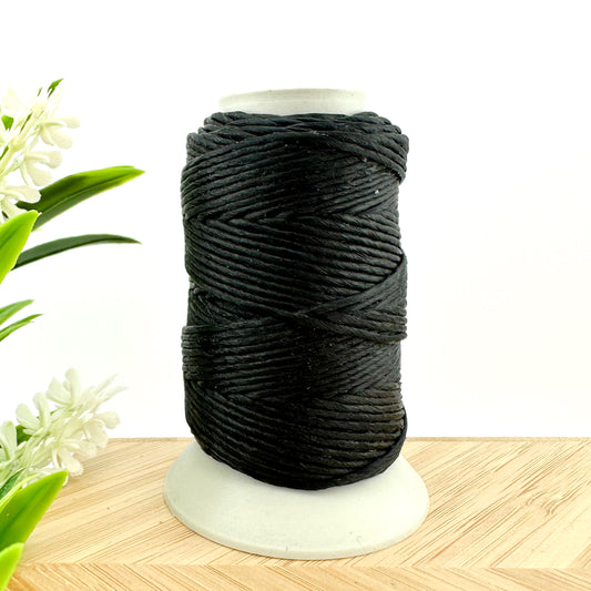 Waxed Macrame Cord 1mm - Small Spool 30 meters - Black