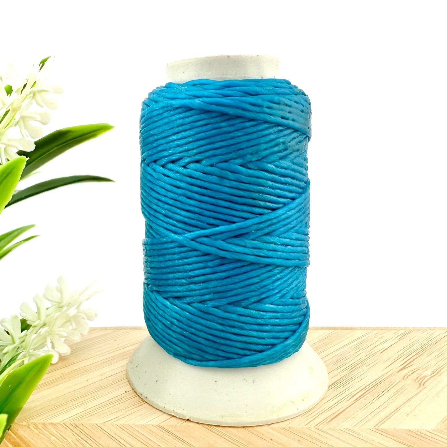 Waxed Macrame Cord 1mm - Small Spool 30 meters - Aqua Blue