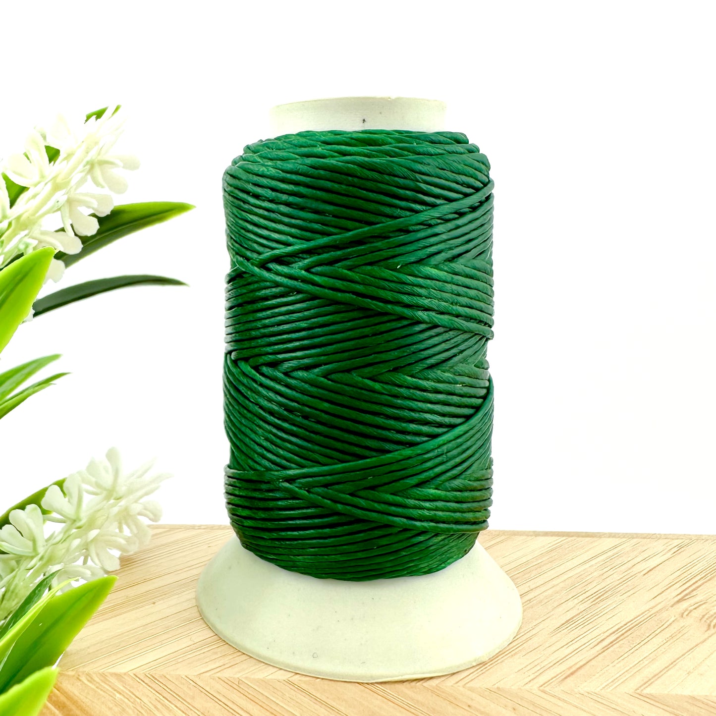 Waxed Macrame Cord 1mm - Small Spool 30 meters - Dark Green