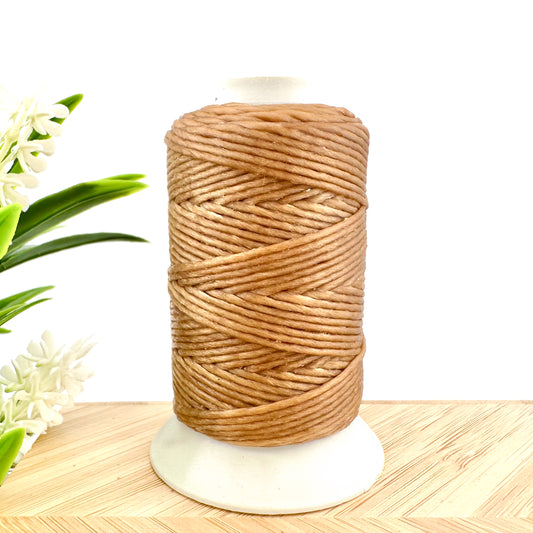 Waxed Macrame Cord 1mm - Small Spool 30 meters - Light Brown