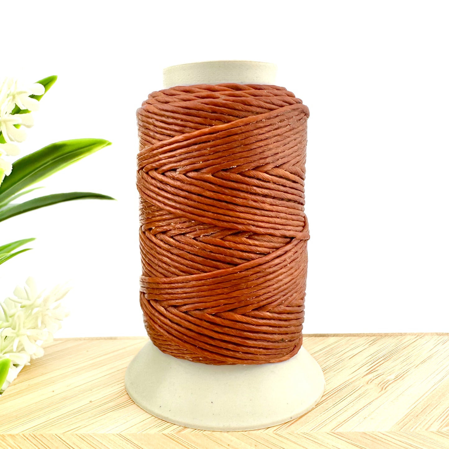 Waxed Macrame Cord 1mm - Small Spool 30 meters - Red Brown