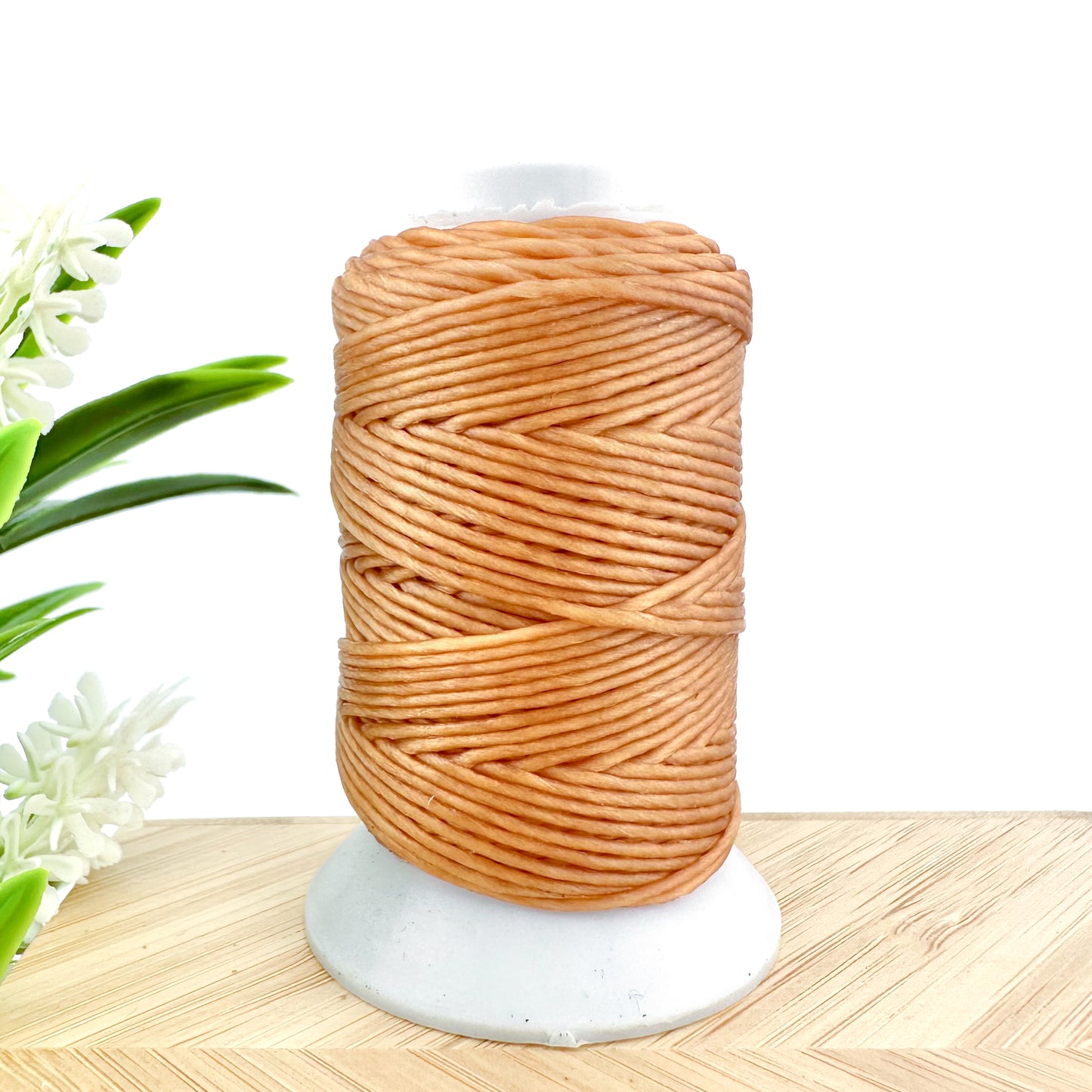 Waxed Macrame Cord 1mm - Small Spool 30 meters - Peach Caramel