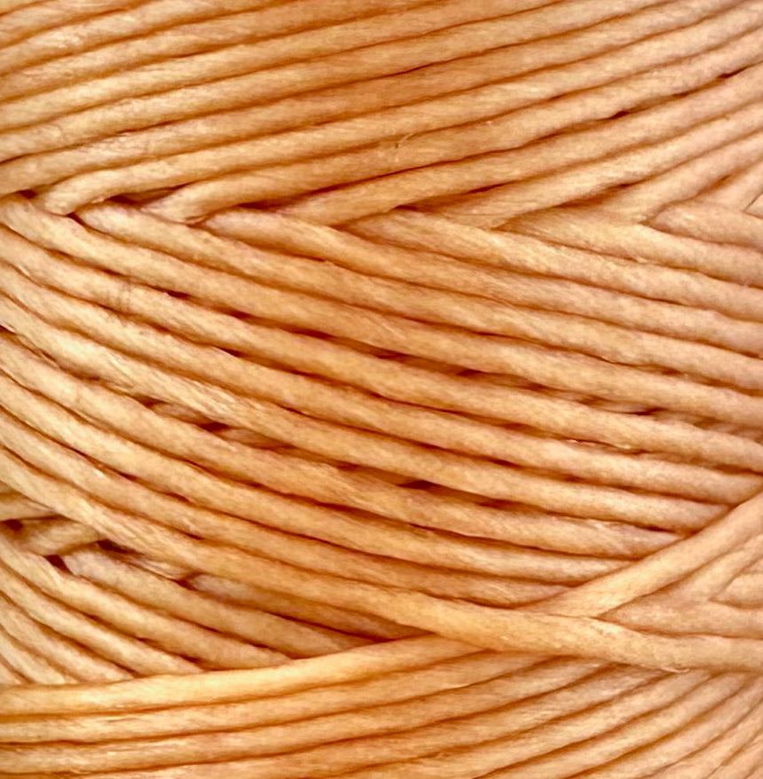 Waxed Macrame Cord 1mm - Small Spool 30 meters - Peach Caramel