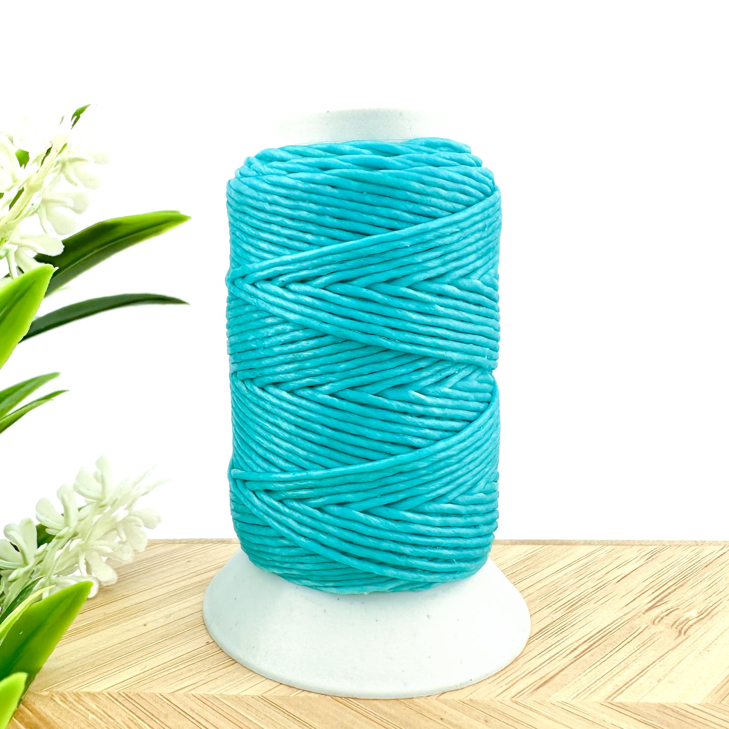 Waxed Macrame Cord 1mm - Small Spool 30 meters - Baby Blue