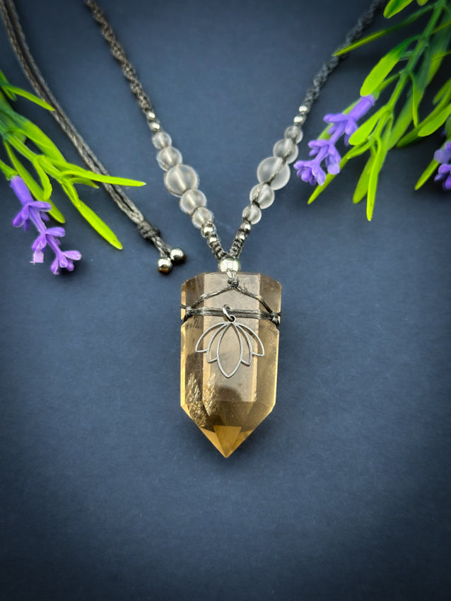 Smokey Quartz, Silver Lotus Crystal Point