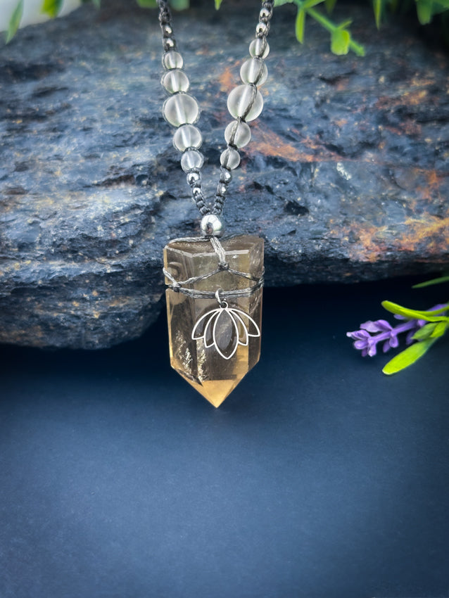 Smokey Quartz, Silver Lotus Crystal Point