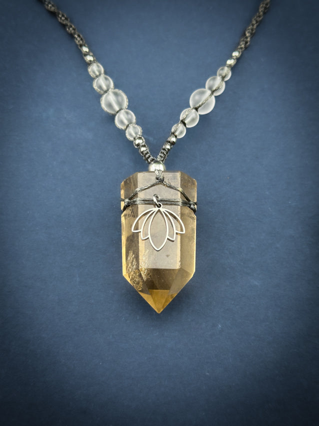 Smokey Quartz, Silver Lotus Crystal Point