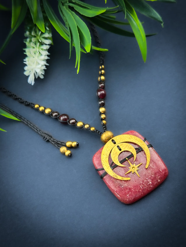 Thulite Square with Moons