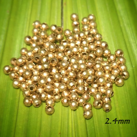 2.4mm Round Brass Beads - Pack of 200