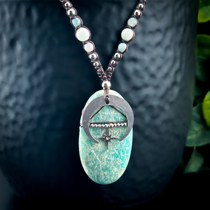 Amazonite Silver Moon Necklace