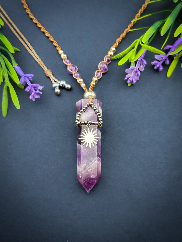 Amethyst Crystal point - Silver Sun