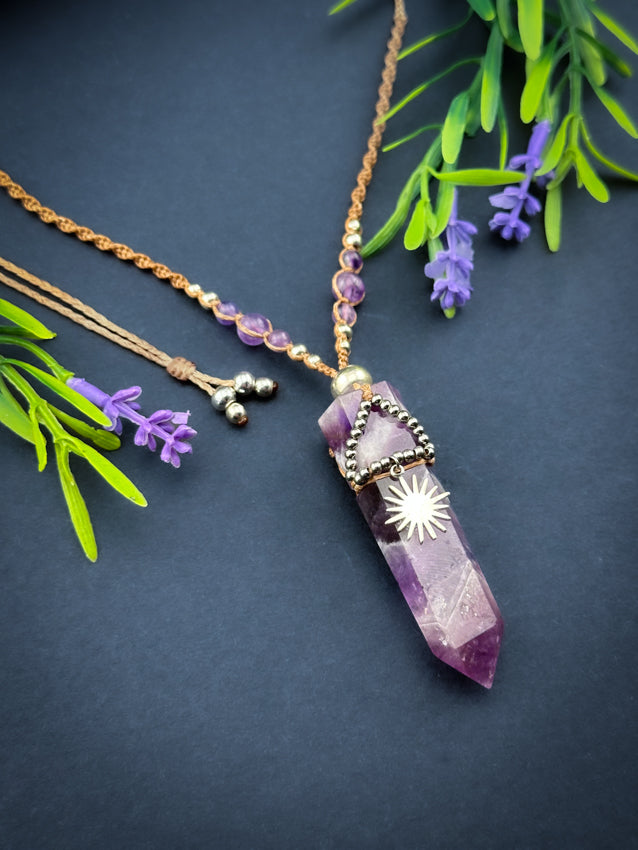 Amethyst Crystal point - Silver Sun