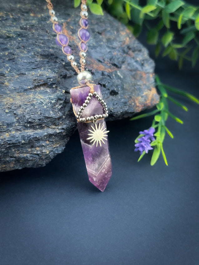 Amethyst Crystal point - Silver Sun