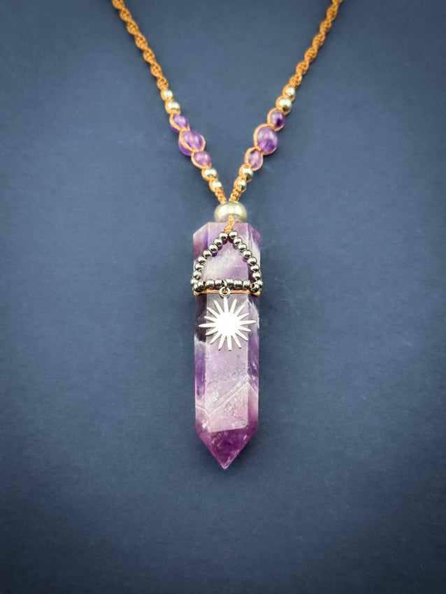 Amethyst Crystal point - Silver Sun