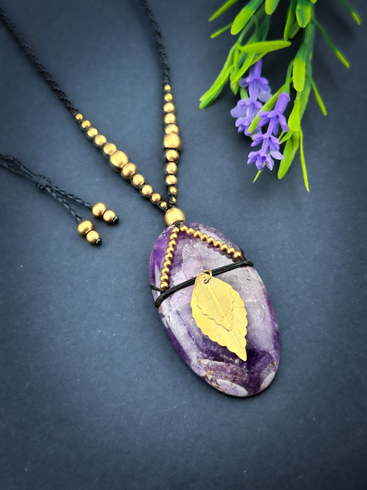 Amethyst with Brass Leaves