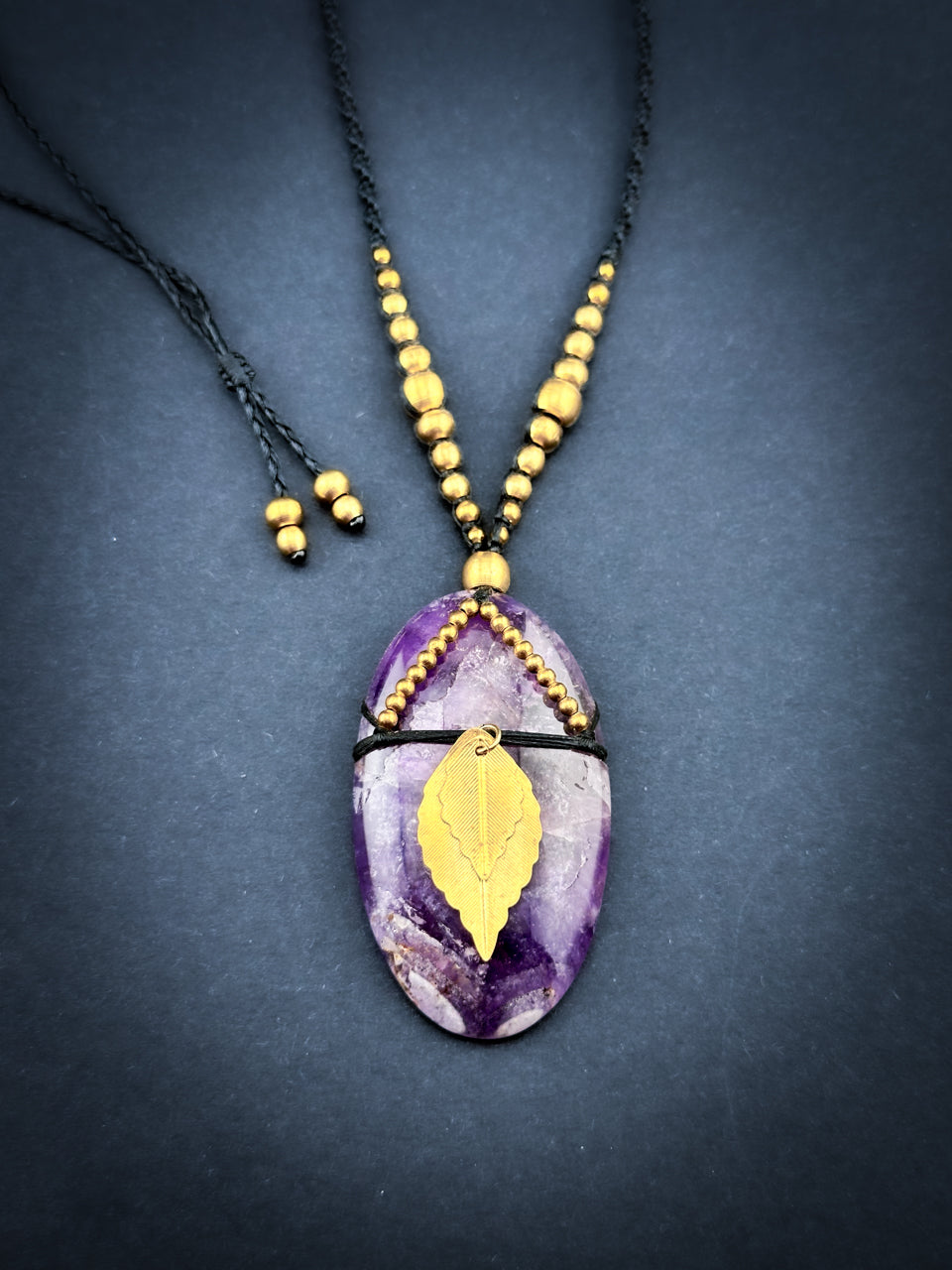 Amethyst with Brass Leaves