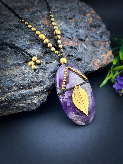 Amethyst with Brass Leaves