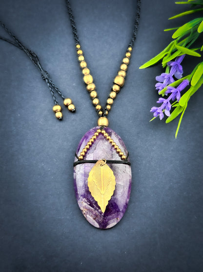 Amethyst with Brass Leaves