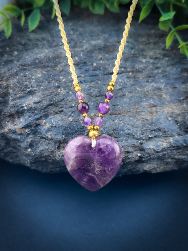 Amethyst Heart with Brass