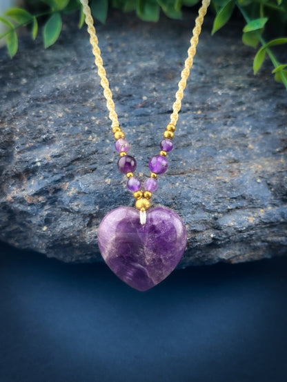 Amethyst Heart with Brass