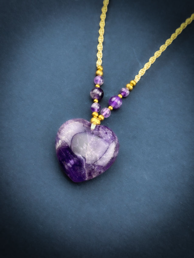 Amethyst Heart with Brass