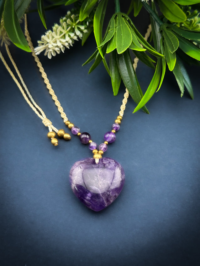 Amethyst Heart with Brass