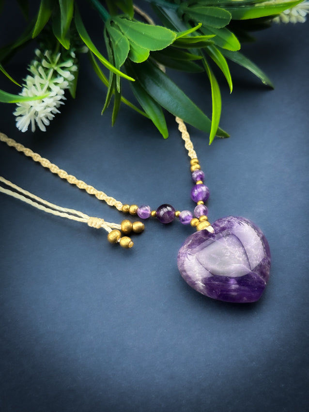 Amethyst Heart with Brass