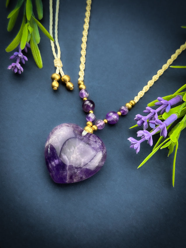 Amethyst Heart with Brass