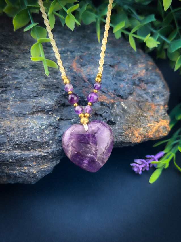 Amethyst Heart with Brass