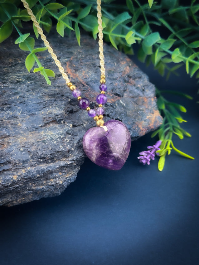 Amethyst Heart with Brass