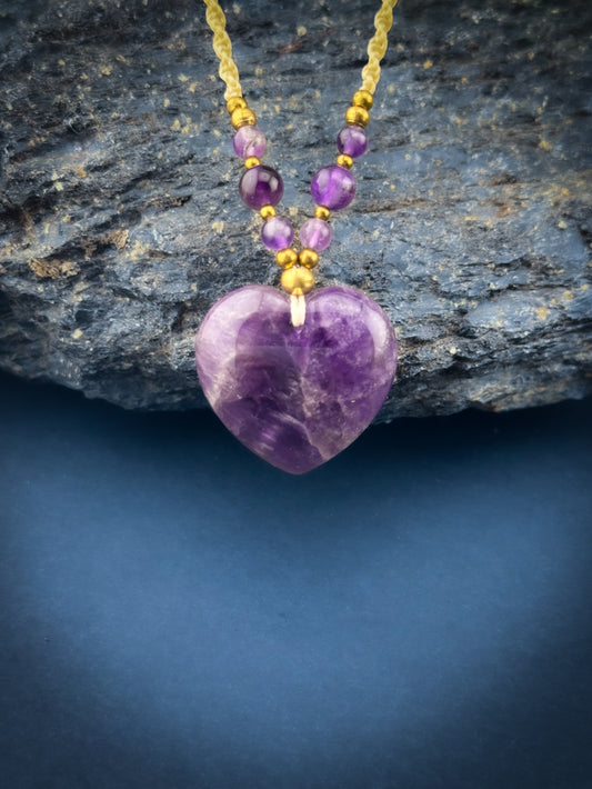 Amethyst Heart with Brass
