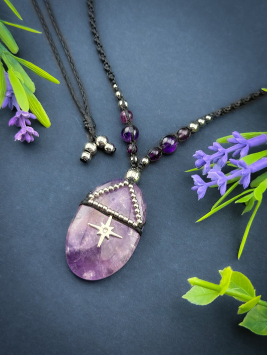 Amethyst Crystal Oval - Silver