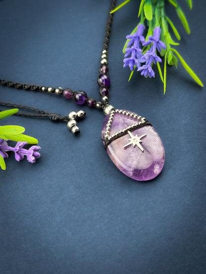 Amethyst Crystal Oval - Silver