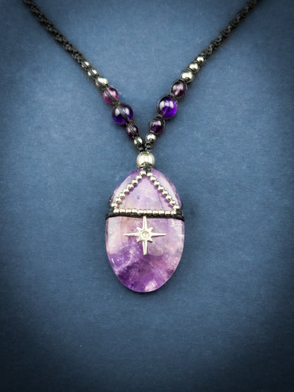 Amethyst Crystal Oval - Silver
